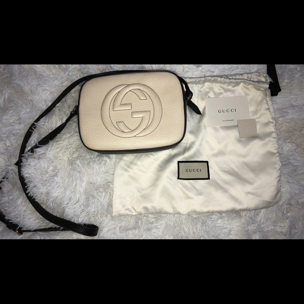 Black and white Soho leather disco bag